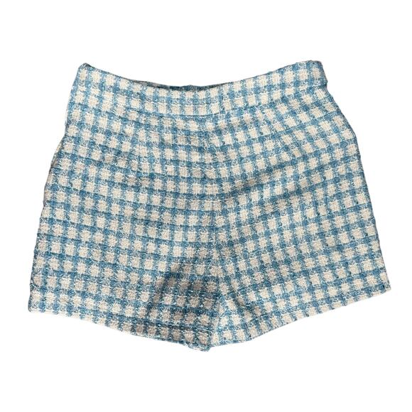 Jason Wu Size 10 Boucle Tweed Skort Blue White‎ Windowpane Plaid Coastal Preppy - Picture 3 of 8